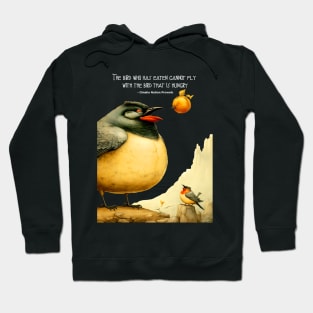 National Native American Heritage Month: "The bird who has eaten cannot fly with the bird that is hungry," - Omaha Nation Proverb on a dark (Knocked Out) background Hoodie